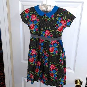 Girls floral portrait dress collar
